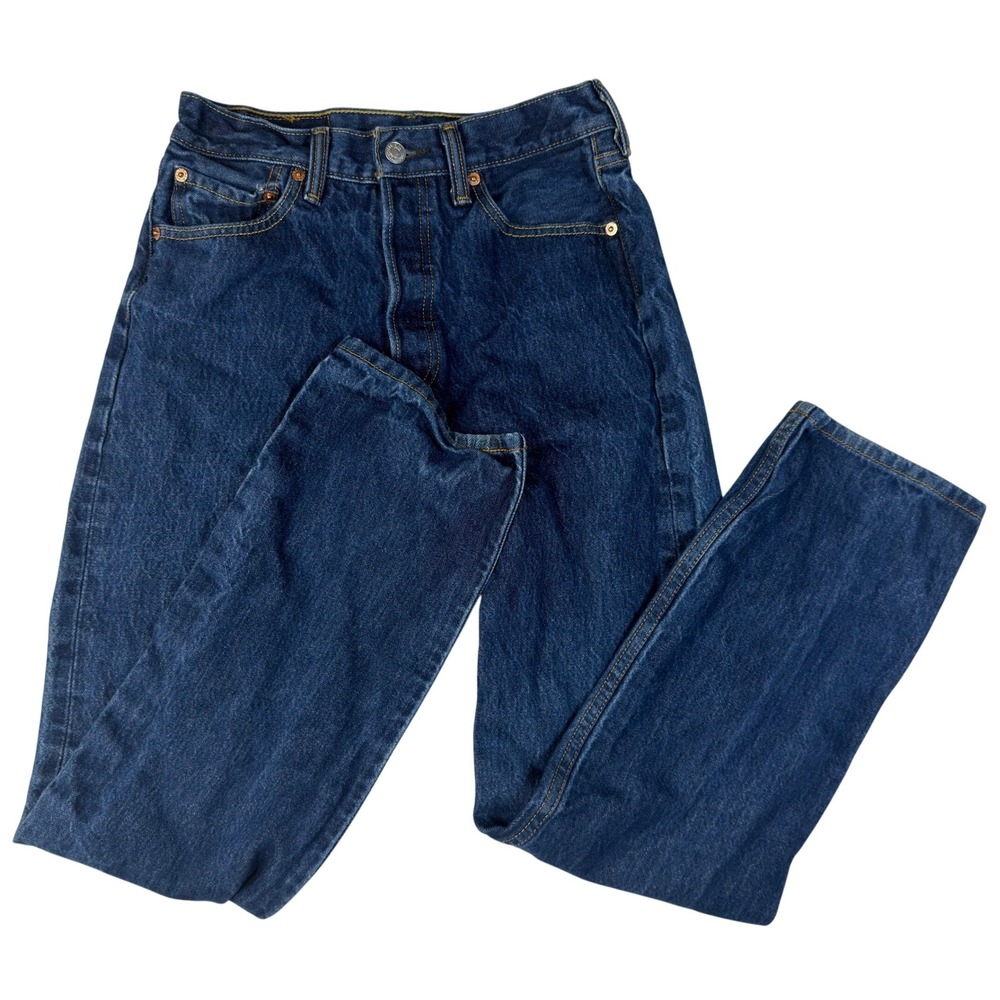 Vtg Levis 501 Original Fit Jeans Dark Wash Button Fly Denim 29x34 Mens BLANK TAB
